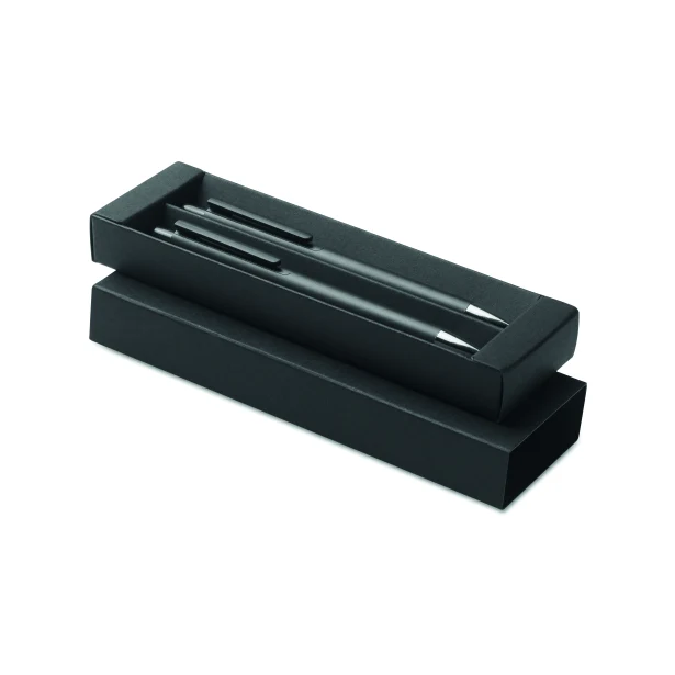 Czarny aluminiowy zestaw piśmienniczy Orwell z grawerem