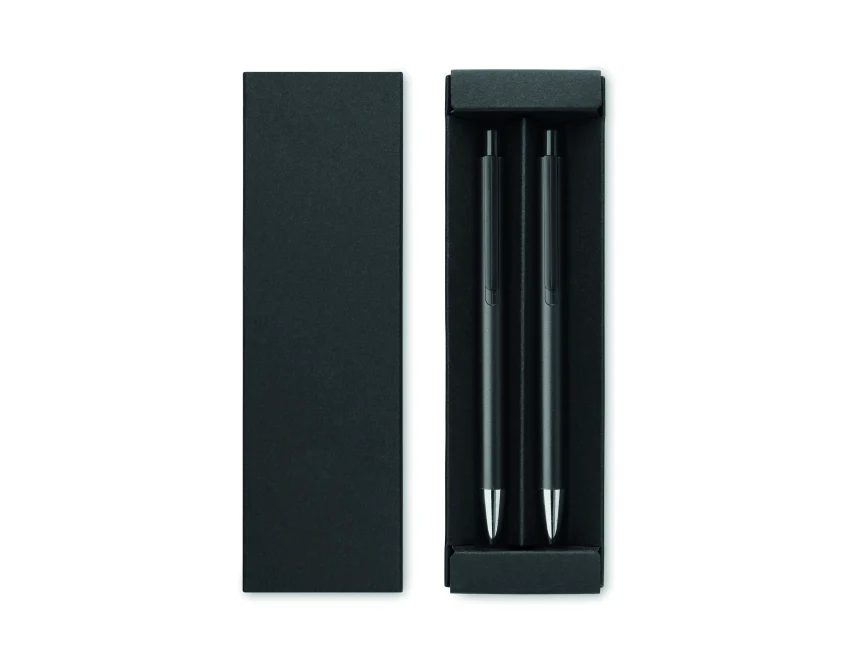 Czarny aluminiowy zestaw piśmienniczy Orwell z grawerem