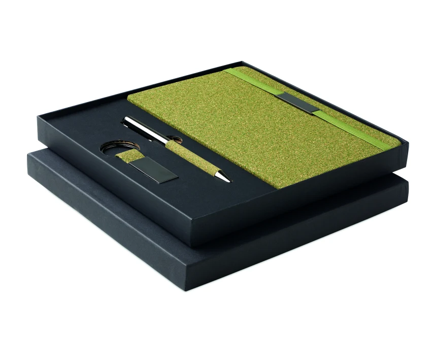 Chippewa: Zielony ekozestaw z korka i fusów, A5, 3 elementy