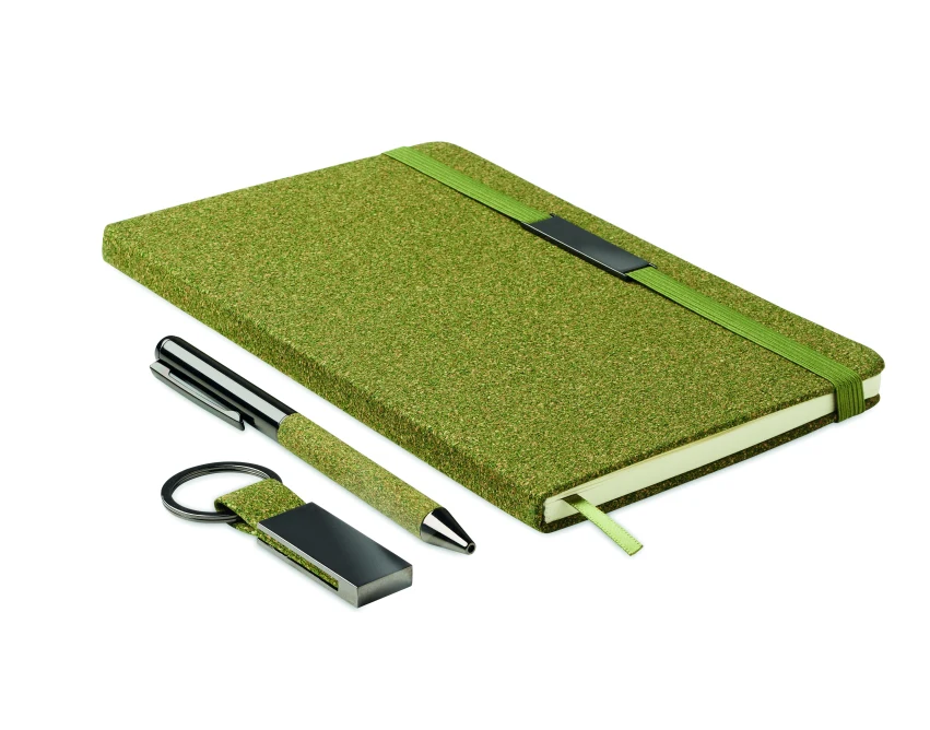 Chippewa: Zielony ekozestaw z korka i fusów, A5, 3 elementy