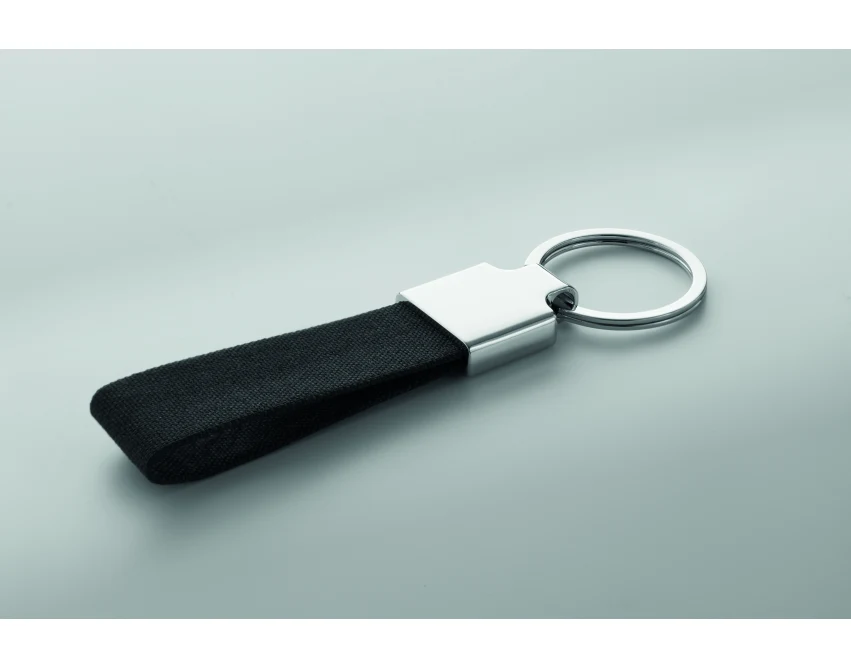 Czarny zestaw prezentowy RPET: długopis metalowy i brelok