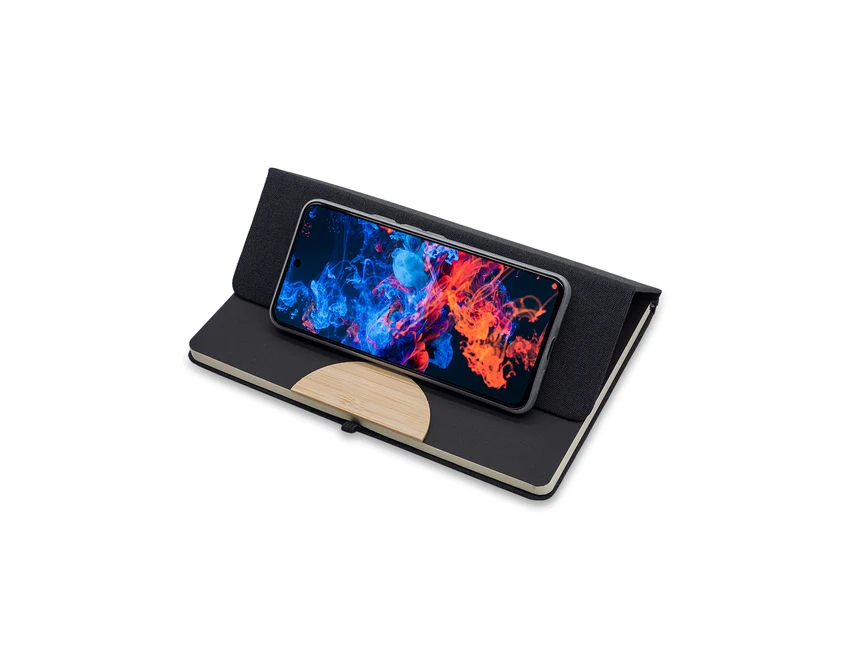 Czarny zestaw notes z długopisem Fold i bambusem