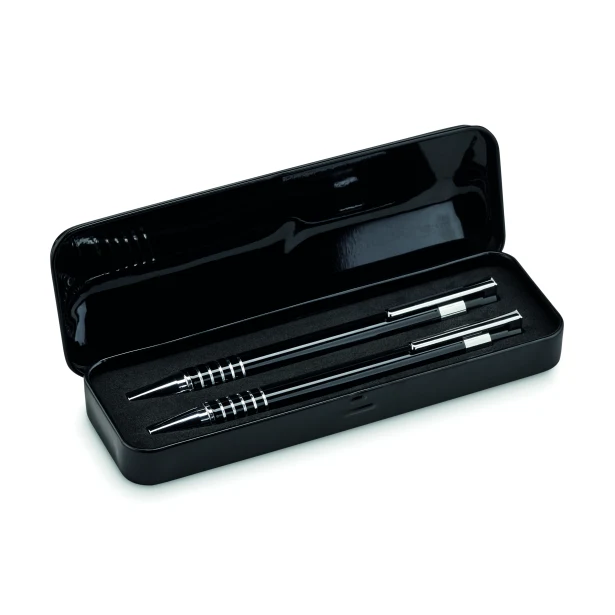 Czarny zestaw piśmienniczy Alucolor z grawerem w etui