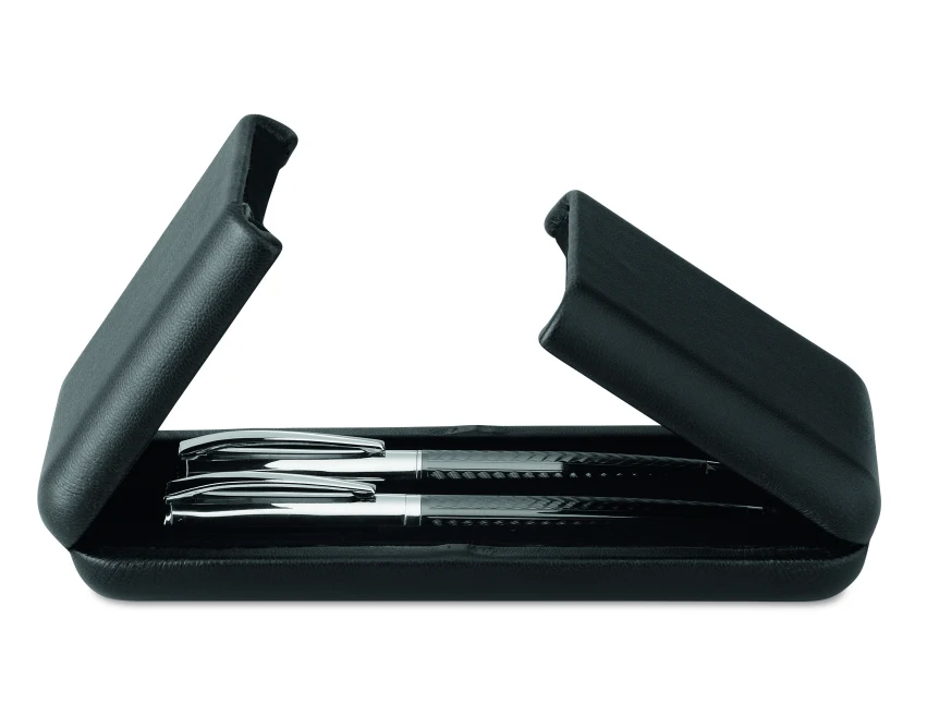 Tytanowy zestaw Derrick: pióro kulkowe i długopis z logo