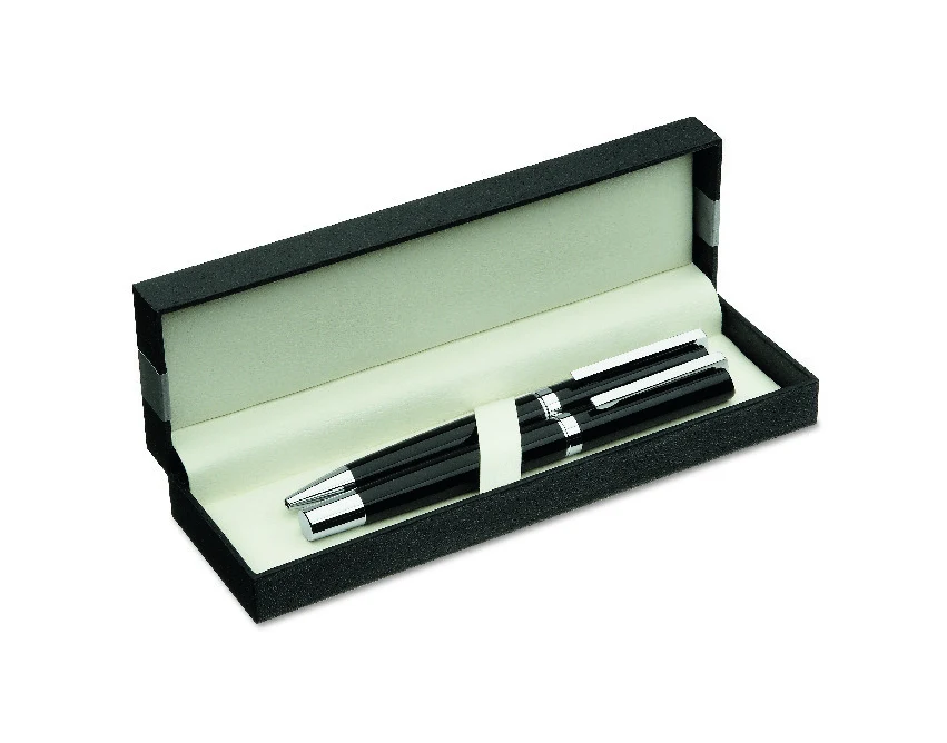 Czarny zestaw Cecil: pióro kulkowe i długopis z logo