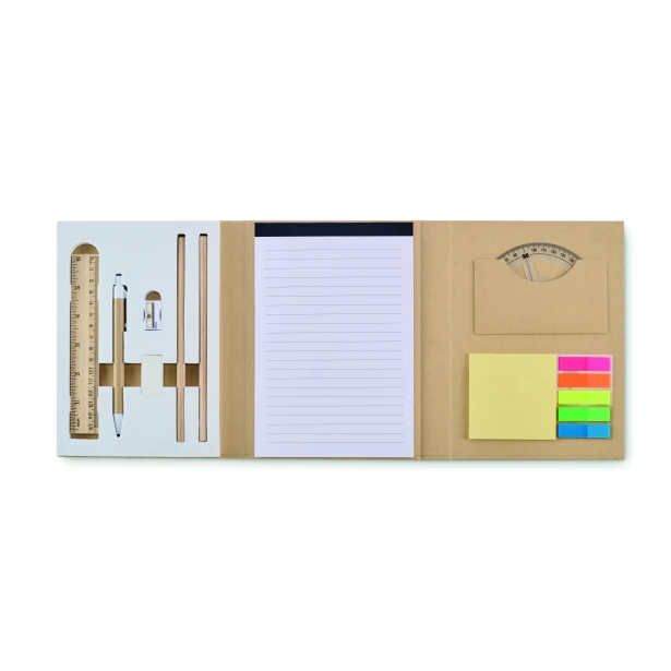 Zestaw piśmienniczy Cenote beżowy z notesem z recyklingu