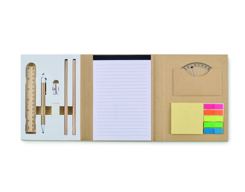 Zestaw piśmienniczy Cenote beżowy z notesem z recyklingu