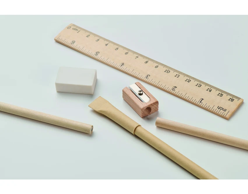 Beżowy zestaw piśmienniczy eko w tubie z logo – Meju