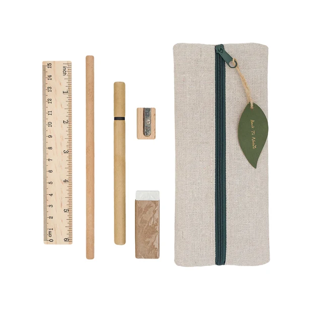 Beżowy zestaw piśmienniczy Officina z juty dla firm