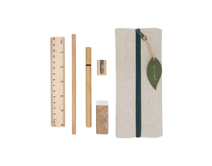 Beżowy zestaw piśmienniczy Officina z juty dla firm