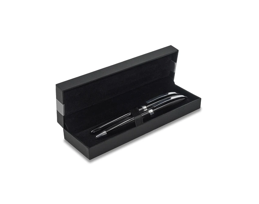 Victis czarny zestaw: pióro kulkowe i długopis z logo