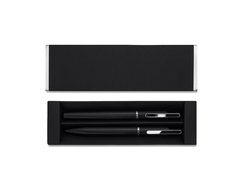 Srebrny zestaw Treasure – pióro kulkowe i długopis z grawerem