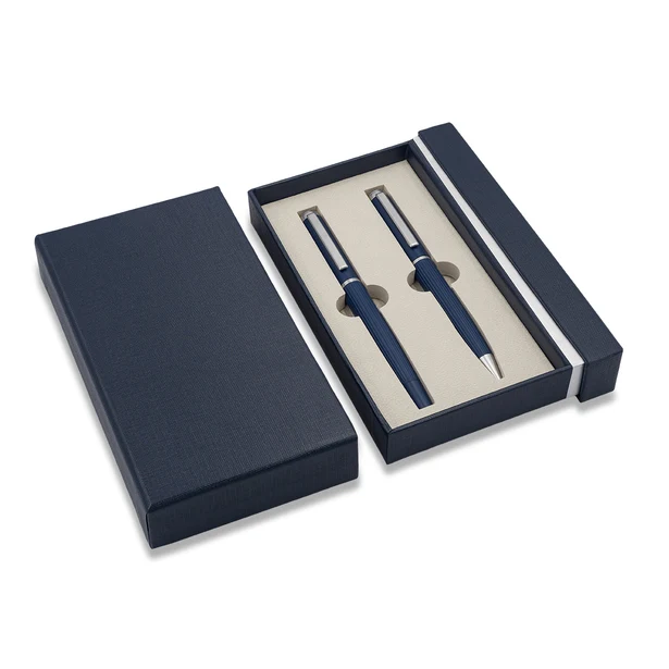 Felicite granatowy zestaw: pióro kulkowe i długopis z logo