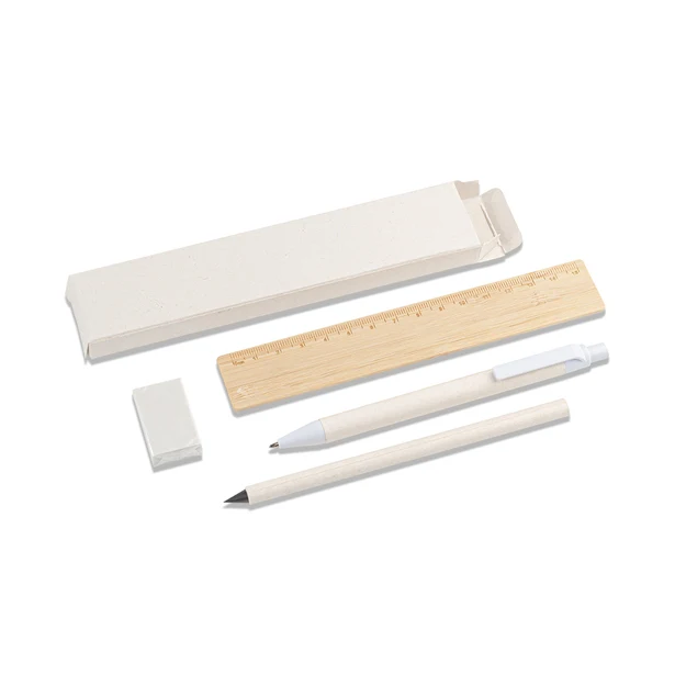 Zestaw Latte: biały, eco z wiecznym ołówkiem i linijką