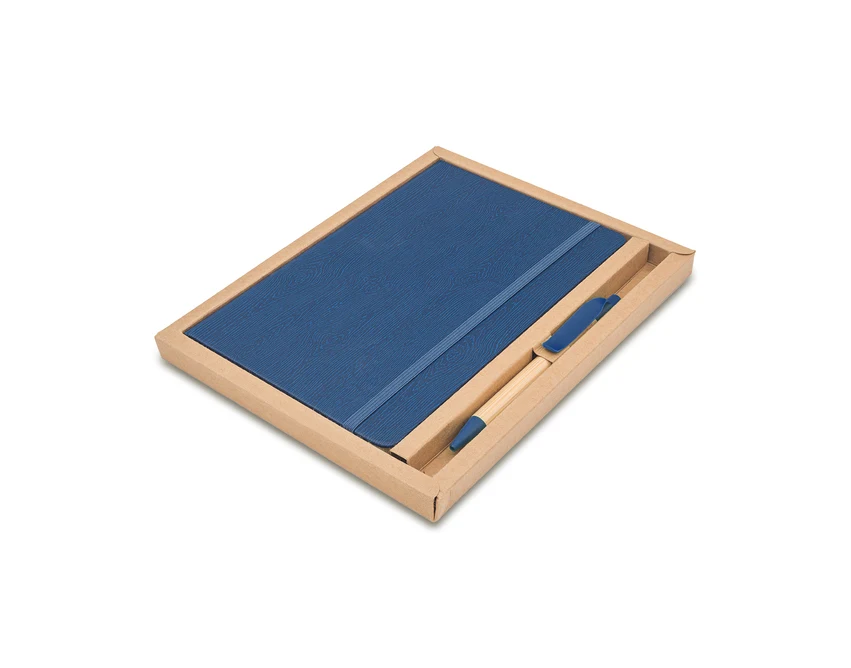 Zestaw Forest notes A5 granatowy z bambusowym długopisem