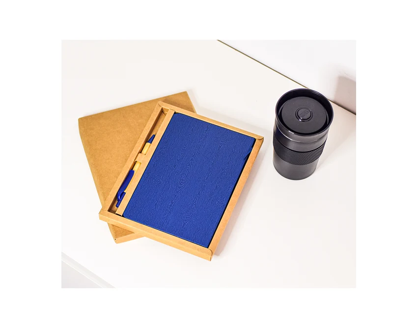 Zestaw Forest notes A5 granatowy z bambusowym długopisem