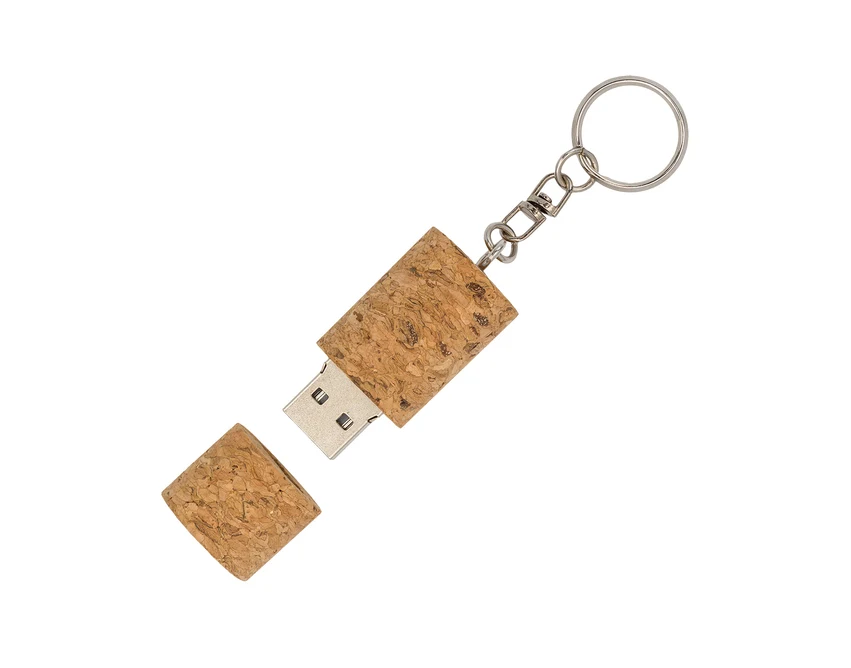 Beżowy zestaw: notes korkowy A5, długopis, USB 64GB