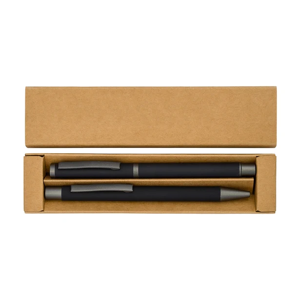 Jetmoreno czarny zestaw: pióro kulkowe i długopis z grawerem