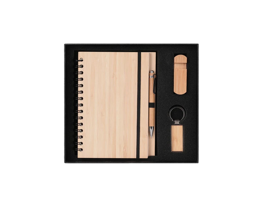 Tonala czarny – bambusowy zestaw upominkowy z grawerem