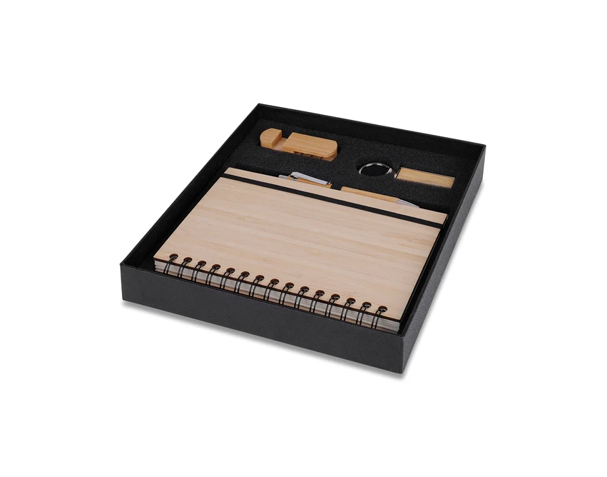 Tonala czarny – bambusowy zestaw upominkowy z grawerem