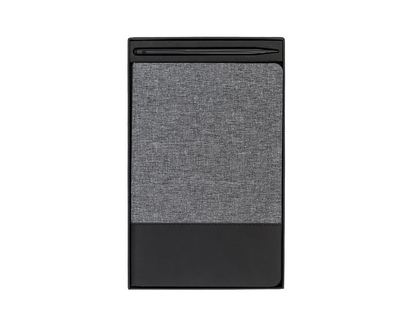 Zestaw notes A5 i długopis Bergami szary w pudełku