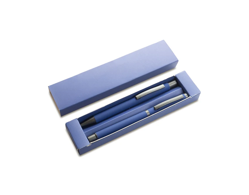 Jetmore niebieski zestaw: pióro kulkowe i długopis z logo