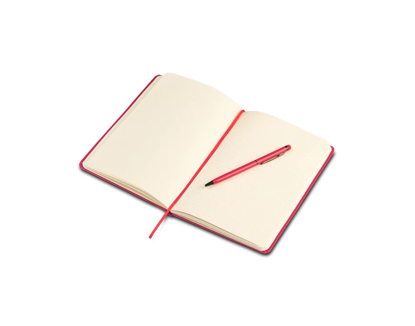 Czerwony notes A5 z długopisem i rysikiem Abrantes w pudełku