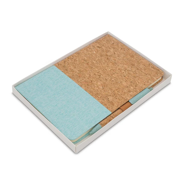 Zielony notes korkowy A5 z logo i eko długopisem Tossa