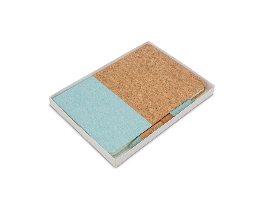 Zielony notes korkowy A5 z logo i eko długopisem Tossa