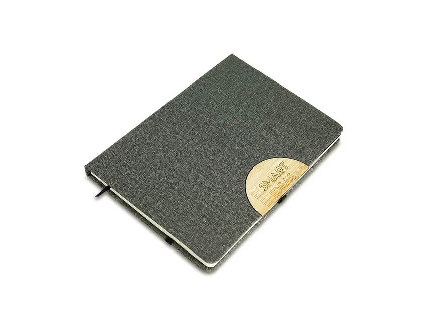 Szary notes z bambusem i długopisem – zestaw z logo