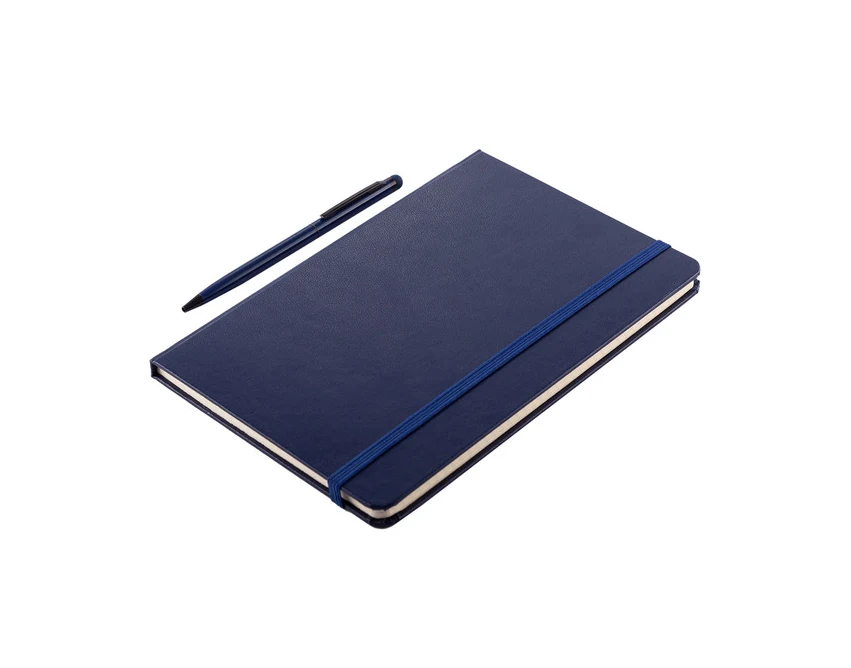 Zestaw Abrantes granatowy: notes + długopis z rysikiem