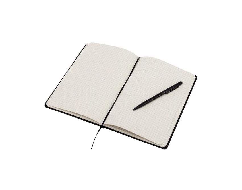 Czarny notes A5 z długopisem Abrantes w pudełku z logo
