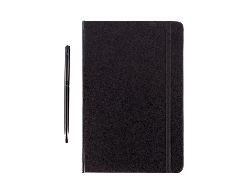 Czarny notes A5 z długopisem Abrantes w pudełku z logo