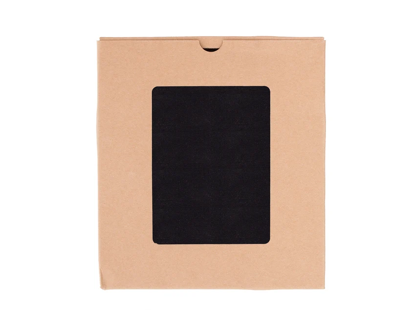 Czarny zestaw Porto: notes lniany i bambusowy długopis