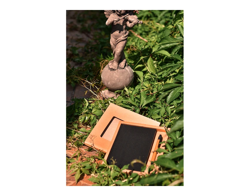 Czarny zestaw Porto: notes lniany i bambusowy długopis