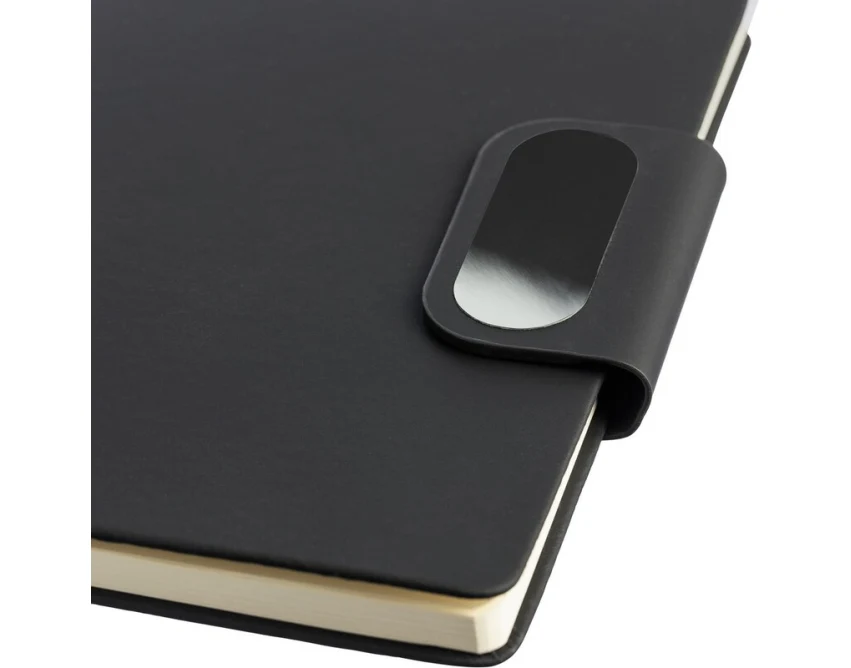 Czarny zestaw prezentowy: termos RPET, notatnik, długopis