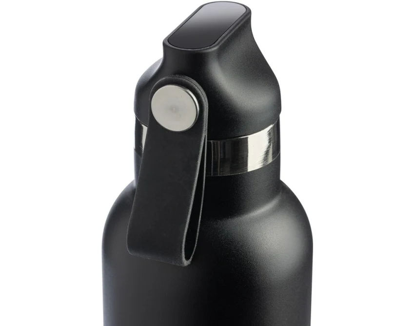 Czarny zestaw prezentowy: termos RPET, notatnik, długopis