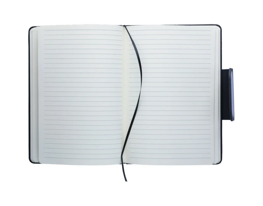 Czarny zestaw prezentowy: termos RPET, notatnik, długopis