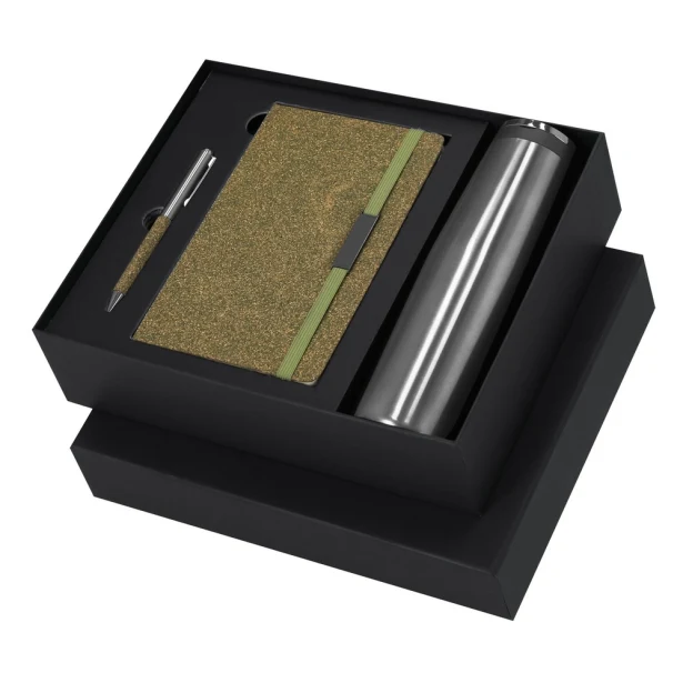 Zielony eko zestaw biznesowy: termos 500 ml, notes A5, długopis