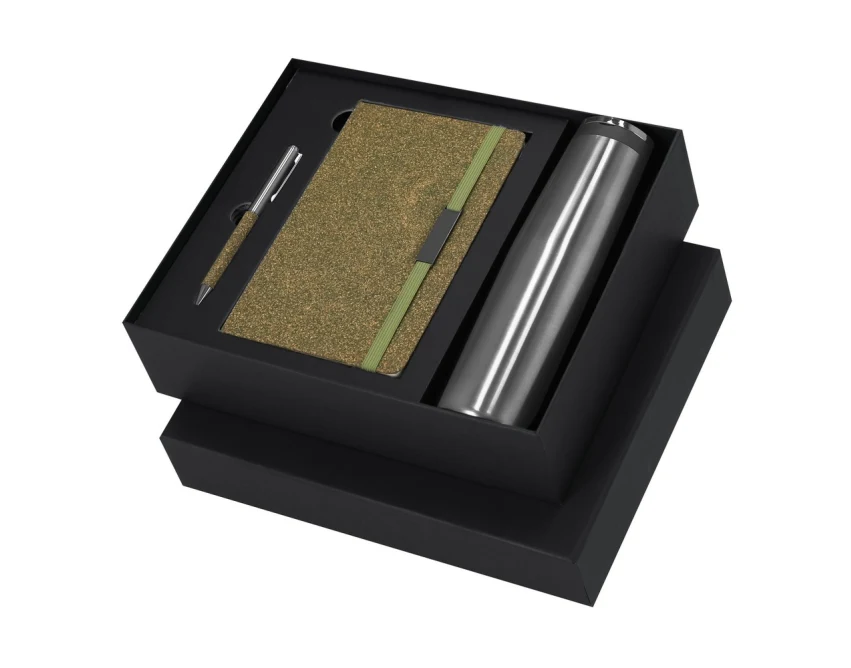 Zielony eko zestaw biznesowy: termos 500 ml, notes A5, długopis