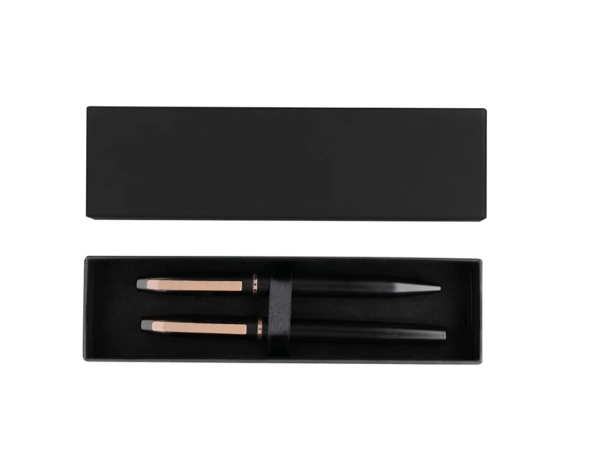 Zestaw czarny: pióro kulkowe i długopis z recyklingu