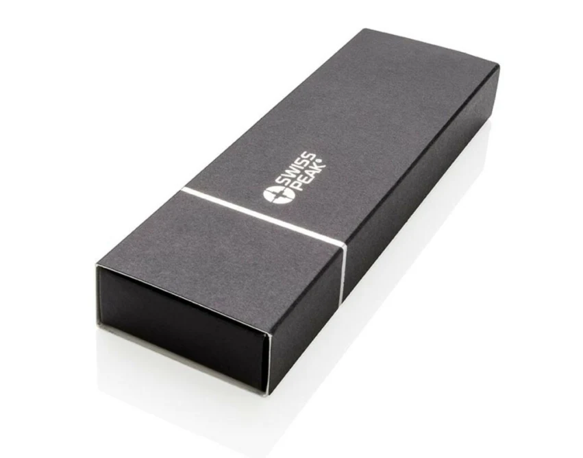 Czarny stalowy zestaw piśmienniczy Swiss Peak z logo