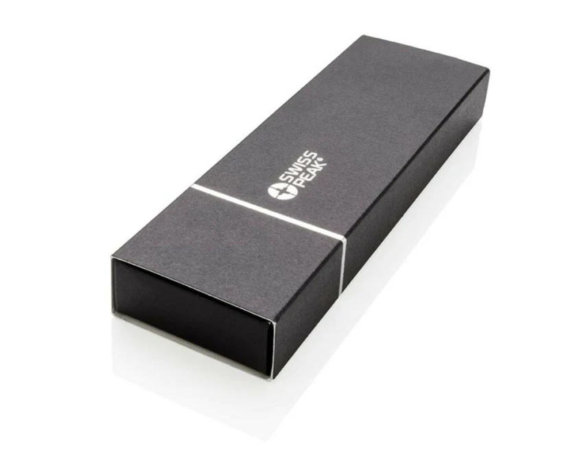 Czarny stalowy zestaw piśmienniczy Swiss Peak z logo