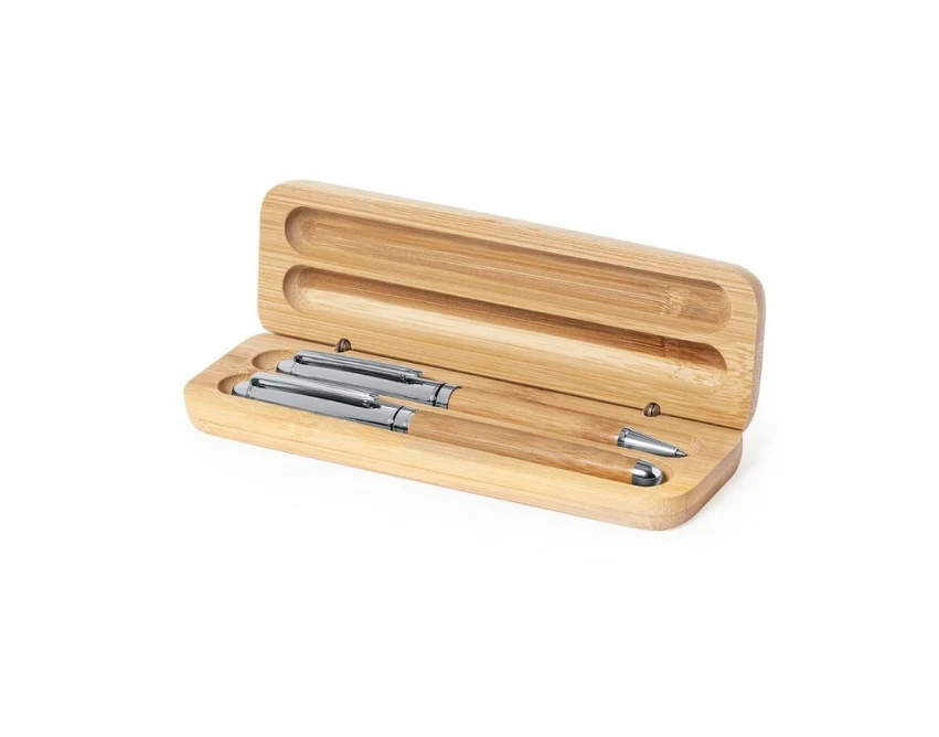 Bambusowy zestaw: długopis i pióro w etui z grawerem