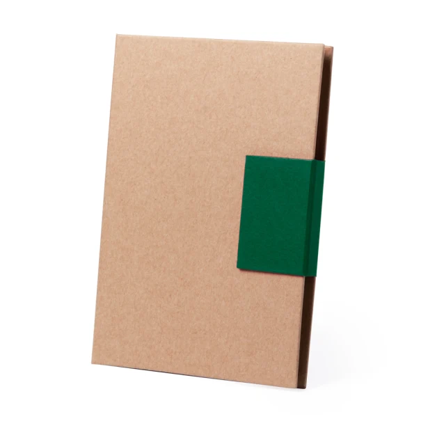 Notes A5 z zieloną opaską i ekodługopisem – z logo firmy