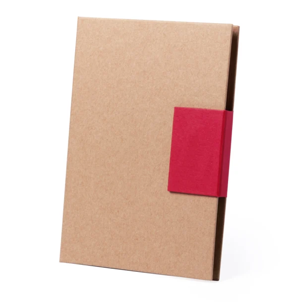 Czerwony eko notes A5 z długopisem i karteczkami z logo