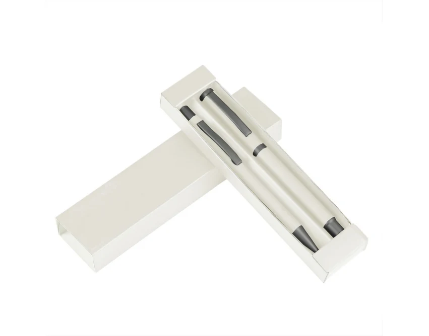 Elliot – biały zestaw piśmienniczy z grawerem w etui