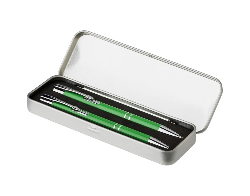 Jasnozielony zestaw piśmienniczy z grawerem w etui