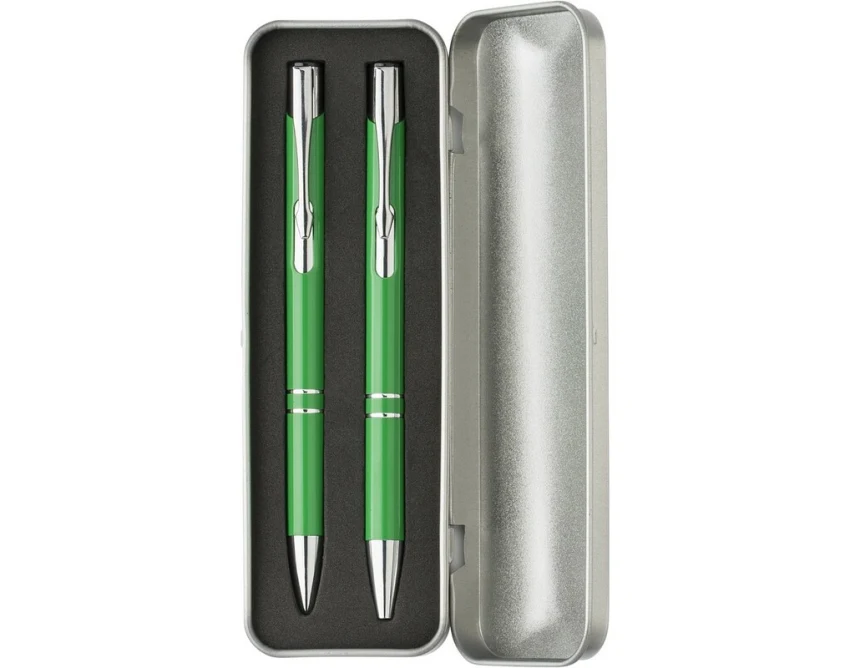 Jasnozielony zestaw piśmienniczy z grawerem w etui