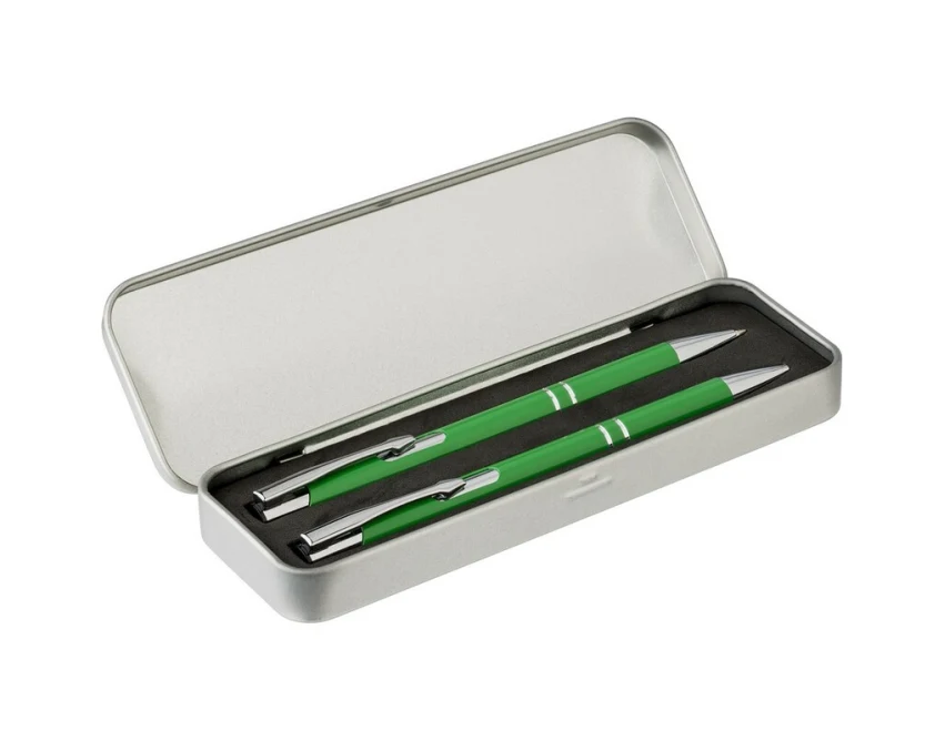 Jasnozielony zestaw piśmienniczy z grawerem w etui
